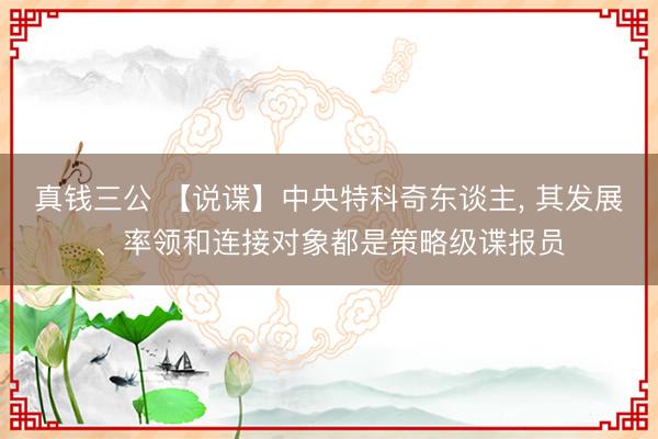 真钱三公 【说谍】中央特科奇东谈主, 其发展、率领和连接对象都是策略级谍报员
