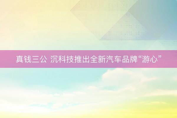 真钱三公 沉科技推出全新汽车品牌“游心”